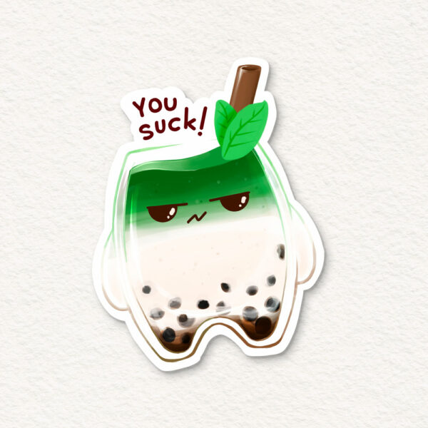 Grumpy Boba Milk Tea Stickers - Image 2