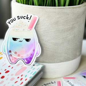 Grumpy Boba Milk Tea Stickers