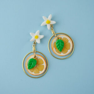 Citrus Slice & Blossom Hoop Dangles